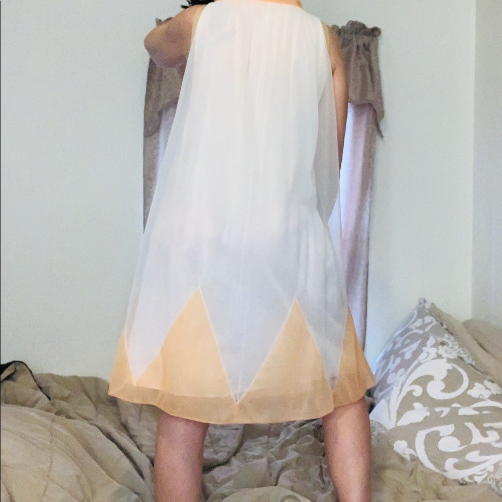 Vintage Penneys White & Peach Sheer Dress - Picture 7 of 8